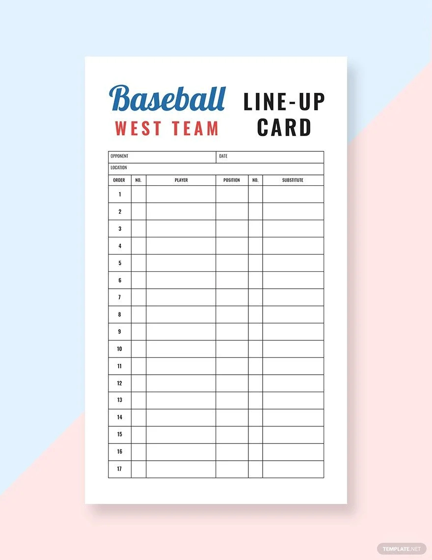 10+ Baseball Line Up Card Templates - Doc, Pdf pertaining to Baseball Lineup Card Printable Free