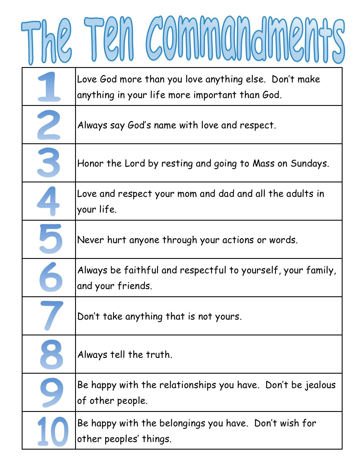 10 Commandments Printable - Printable Bingo Cards within Catholic Ten Commandments Printable