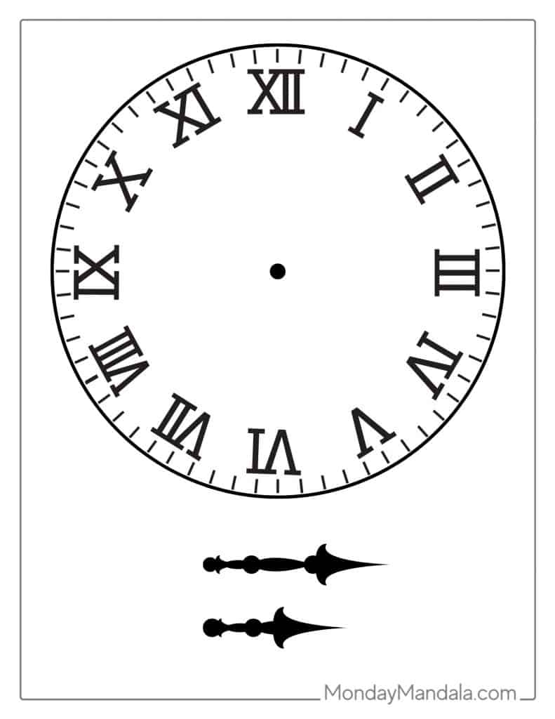 14 Printable Clock Faces (Free Pdfs To Download & Print) with regard to Printable Clock Face With Hands