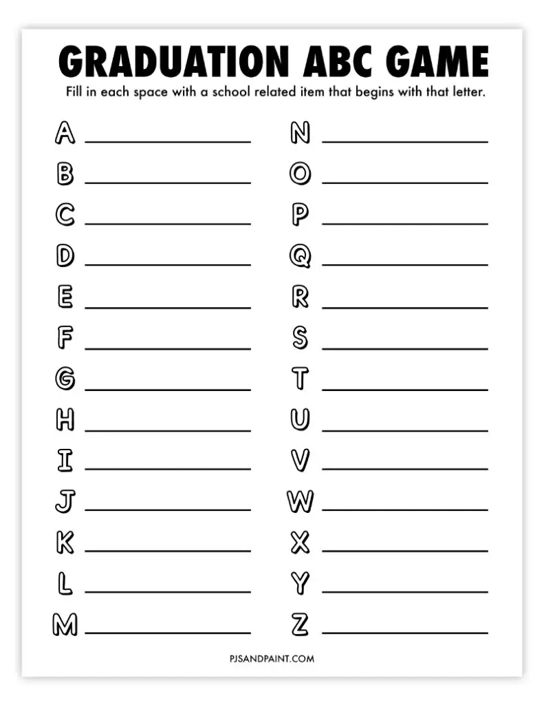 15 Free Printable Graduation Games And Activities - Pjs And Paint in Free Printable Graduation Party Games