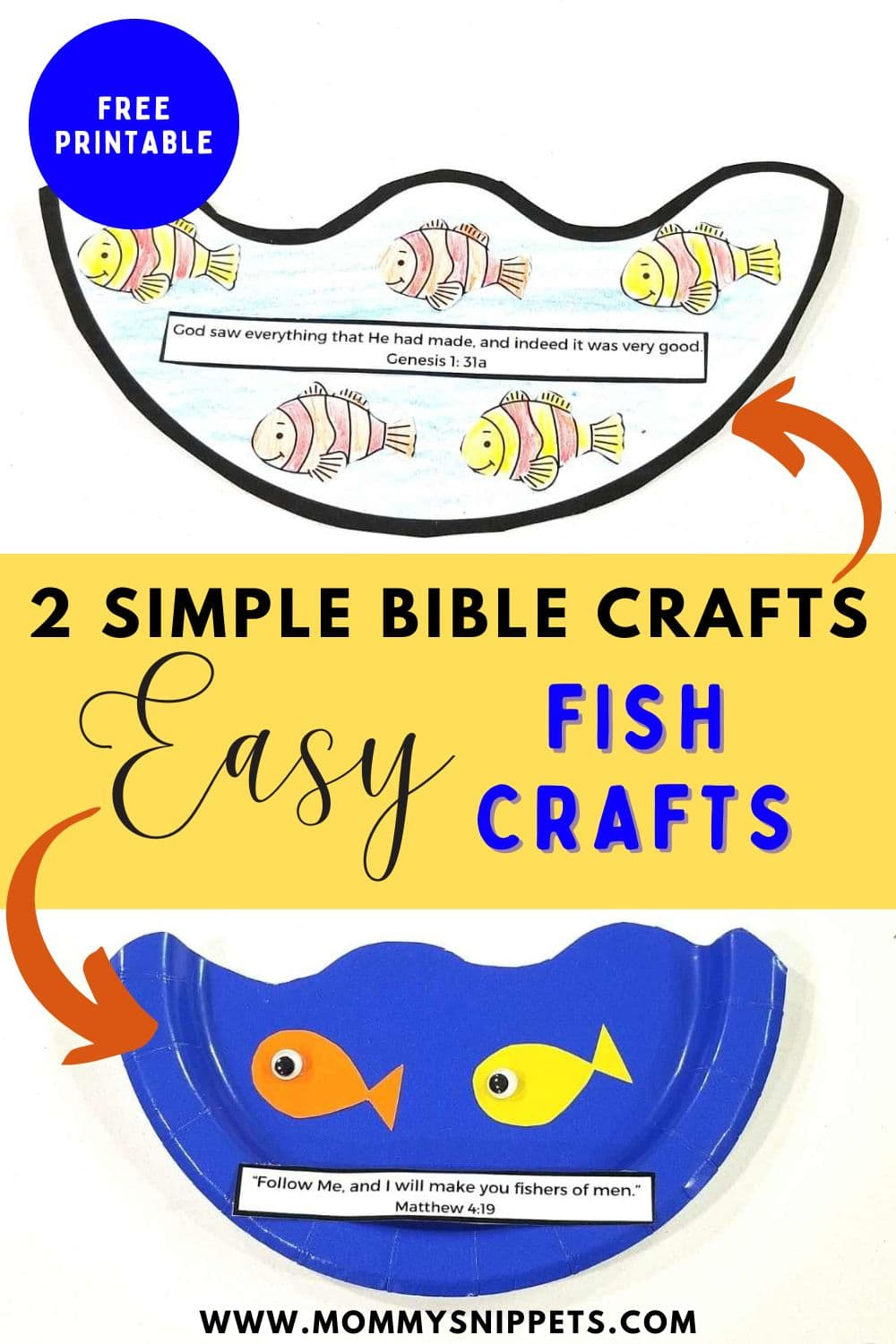 2 Simple Sunday School Crafts -Easy Fish Crafts With Bible Verses pertaining to Free Printable Fishers Of Men Craft