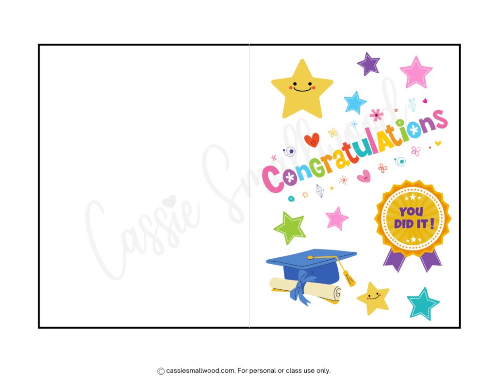 20 Free Printable Graduation Cards - Cassie Smallwood in Kindergarten Graduation Cards Free Printable
