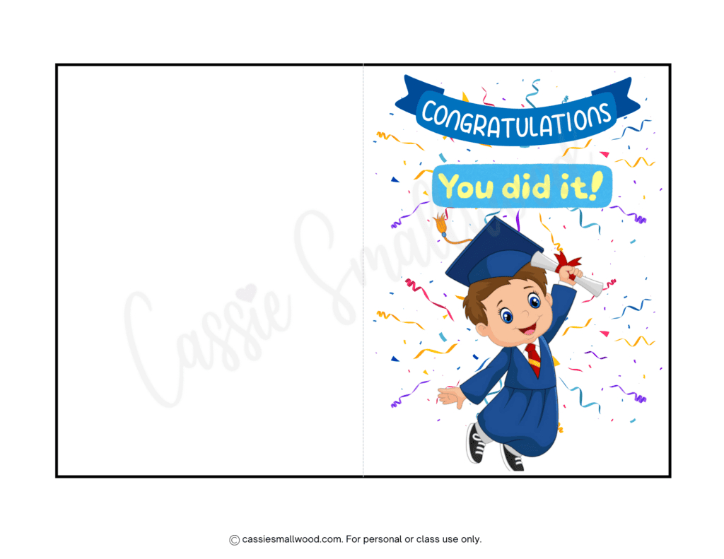 20 Free Printable Graduation Cards - Cassie Smallwood regarding Kindergarten Graduation Card Free Printable