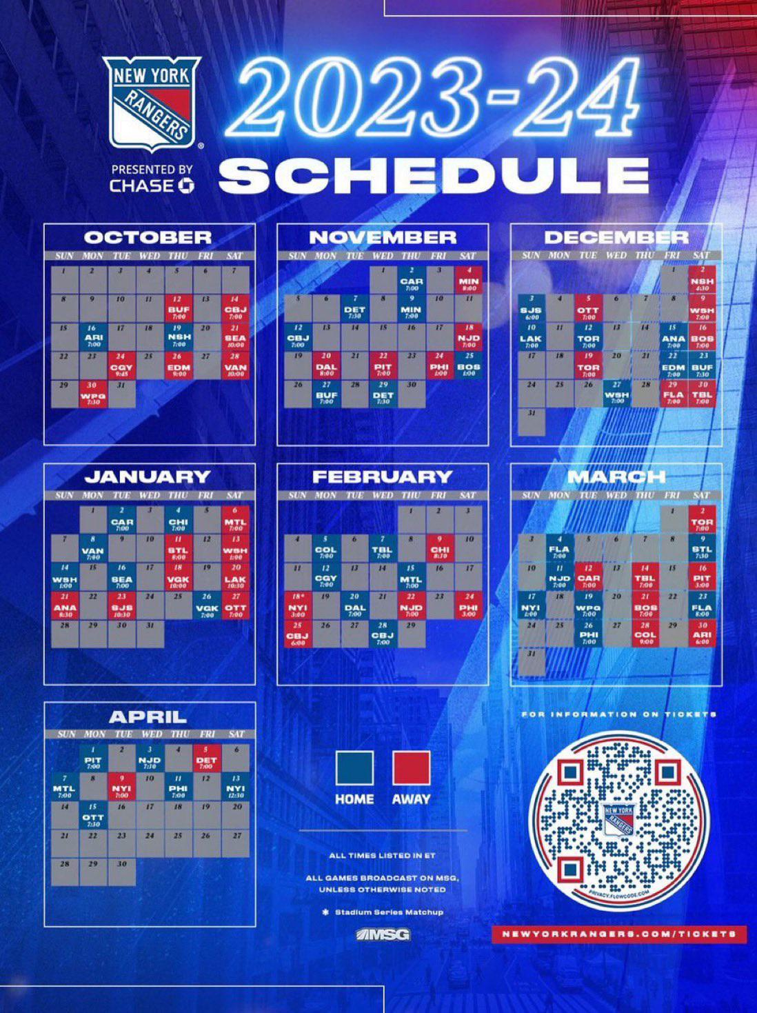 2024 Rangers Schedule, Highlights In Comments : R/Rangers pertaining to New York Rangers Printable Schedule