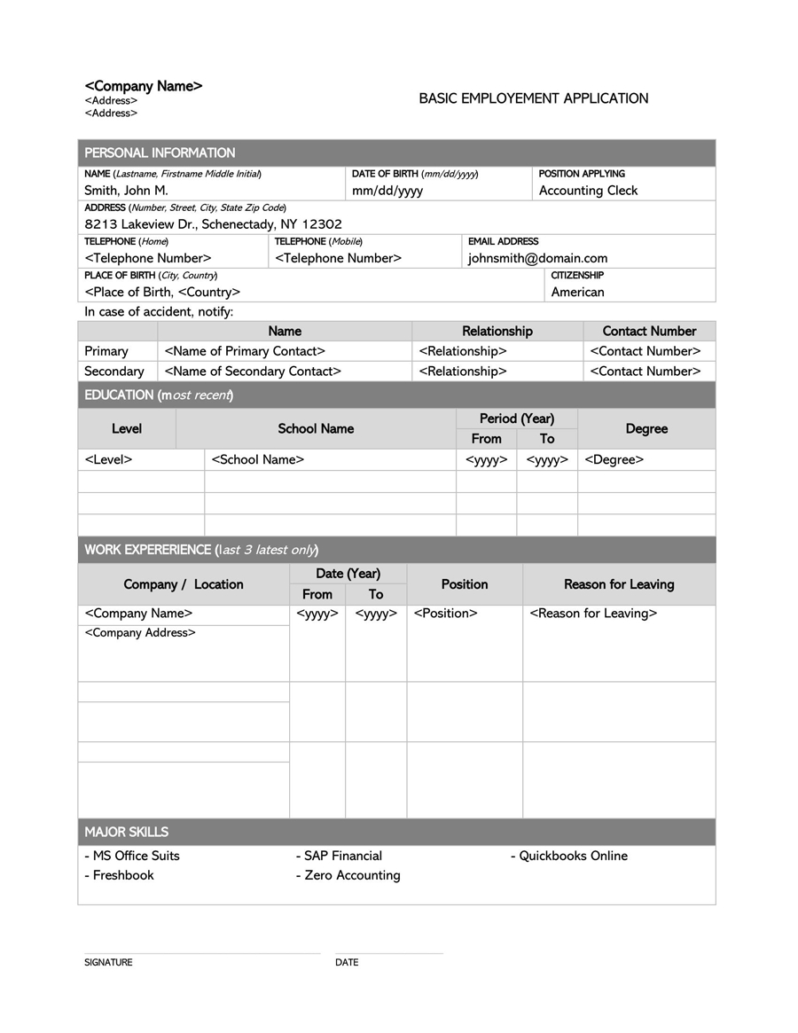 22 Free Job Application Forms (Templates) - Word, Pdf within Printable Blank Job Application Form Word Document