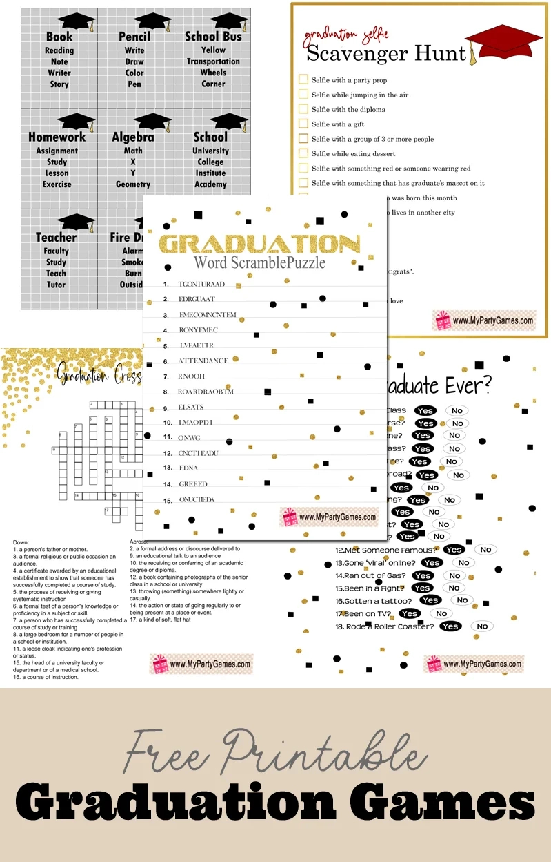 24 Free Printable Graduation Games for Free Printable Graduation Party Games