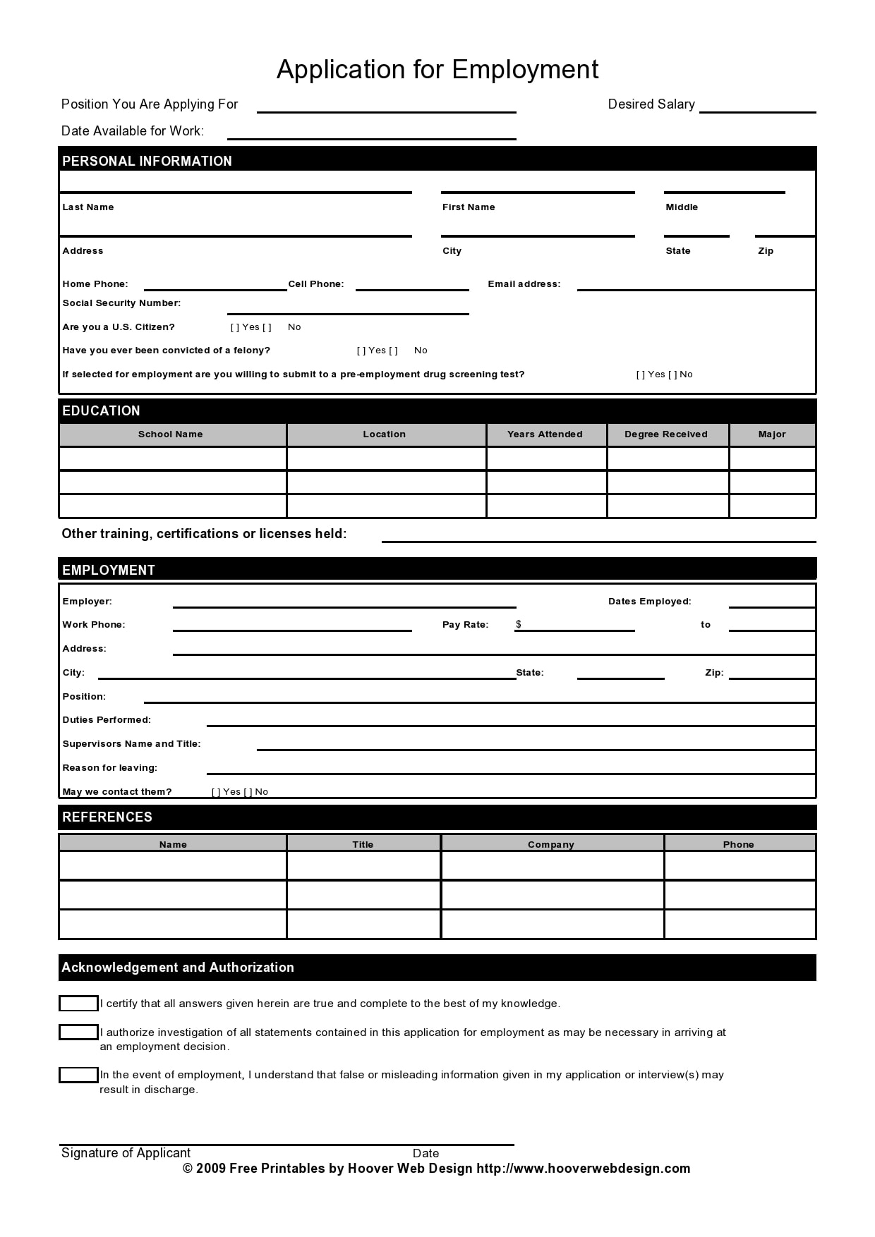 27 Basic Employment Application Templates [Free] with Printable Blank Job Application Form Word Document
