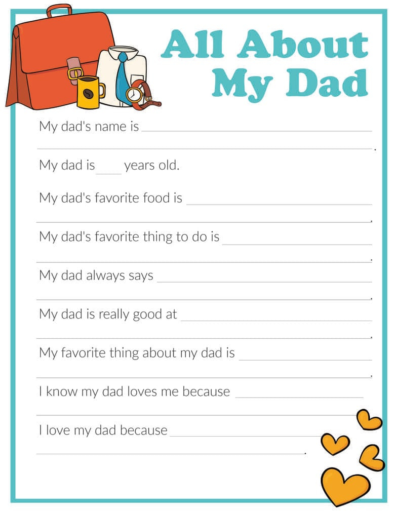 3 Free &amp;quot;All About My Dad&amp;quot; Printables for Free All About My Dad Printable