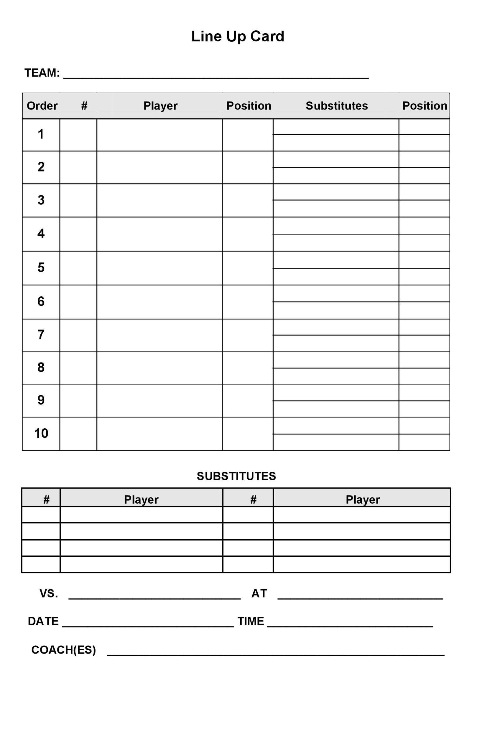 33 Printable Baseball Lineup Templates [Free Download] ᐅ Templatelab pertaining to Baseball Lineup Card Printable Free