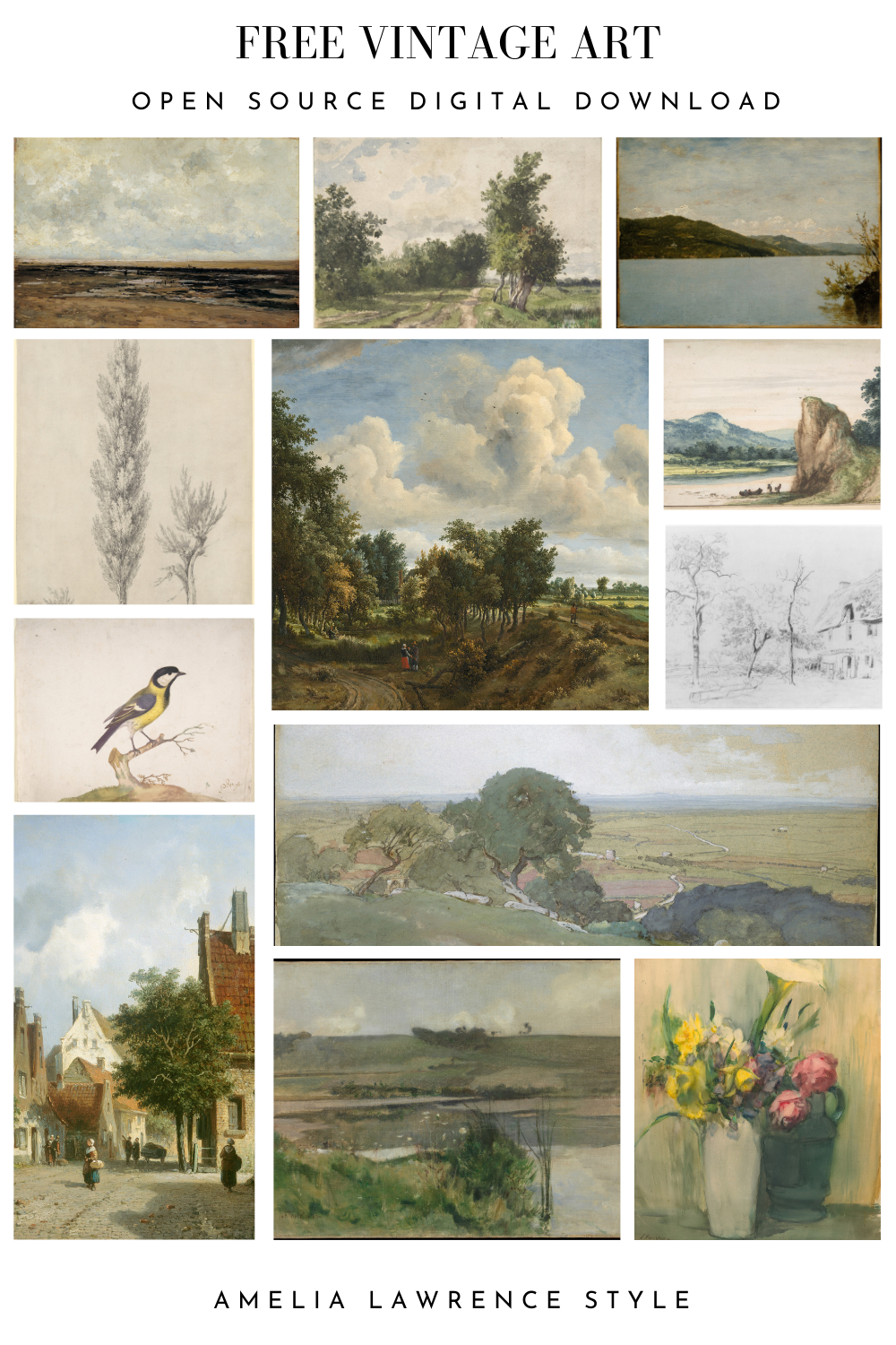 35 Free Vintage Art Downloads - Amelia Lawrence Style within Vintage Free Printable Wall Art