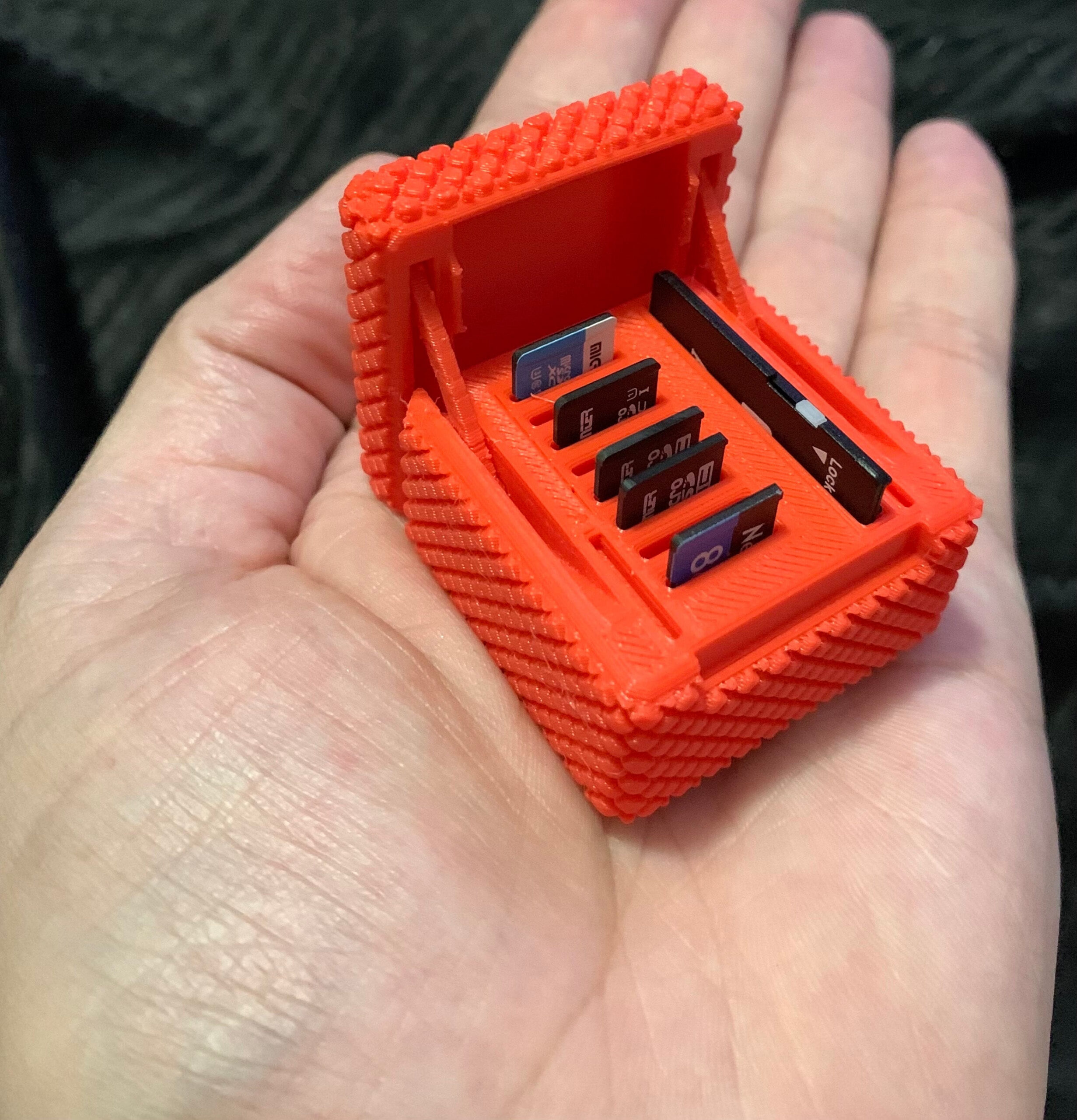 3D Printed Textured Flip Top Mini Sd Card Holder. - Etsy regarding 3D Printable Sd Card Holder