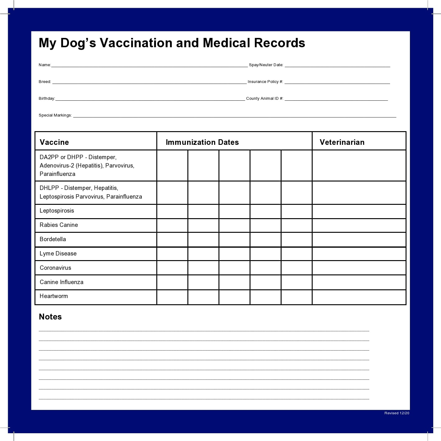 40 Printable Dog / Puppy Vaccination Records - Templatearchive regarding Downloadable Free Dog Vaccination Record Printable