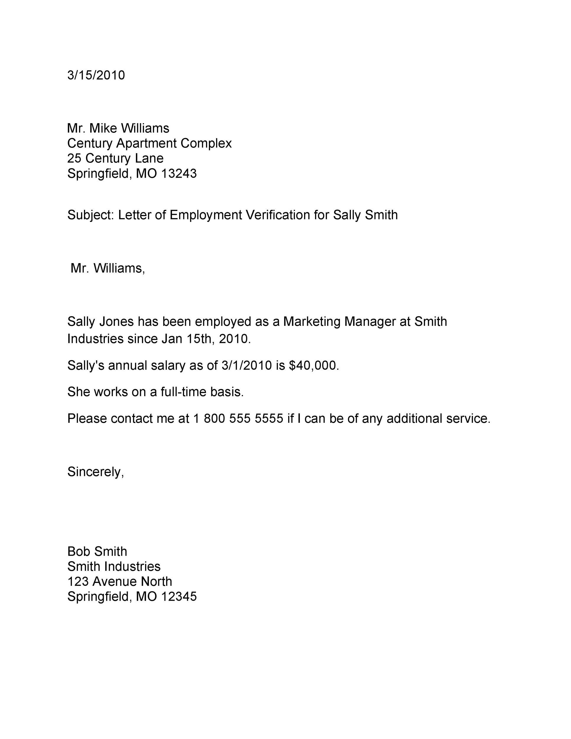 40 Proof Of Employment Letters [Employment Verification Letters] intended for Free Printable Proof of Employment Letter