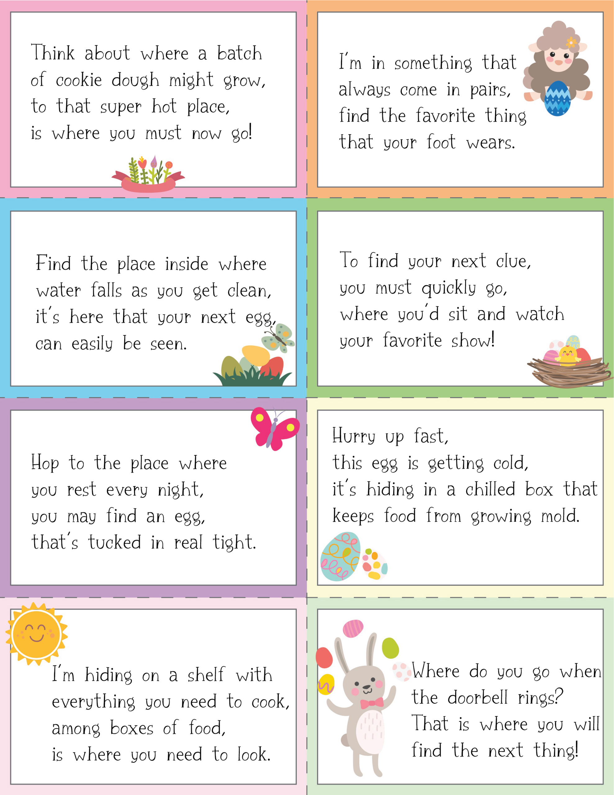 48 Free Printable Easter Egg Hunt Riddles - Play Party Plan with Easter Egg Hunt Clues Printable