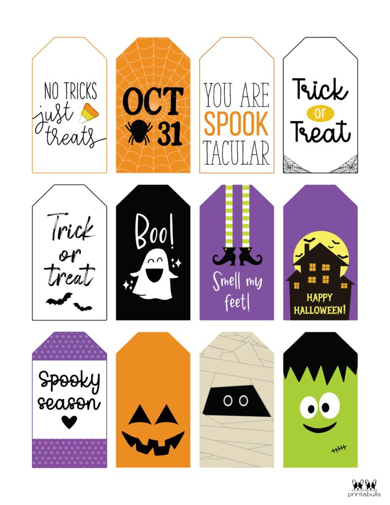 60 Free Printable Halloween Tags | Printabulls for Halloween Treat Bag Tags Free Printable