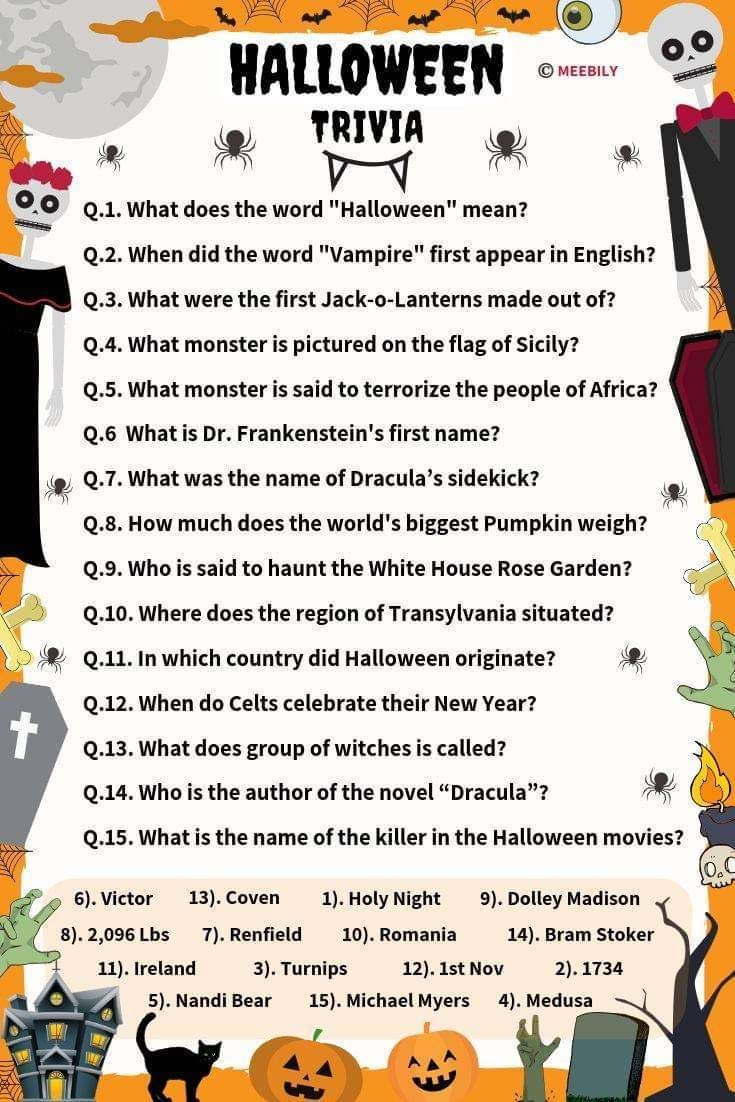 90+ Halloween Trivia Questions & Answers with regard to Halloween Quiz Questions And Answers Printable