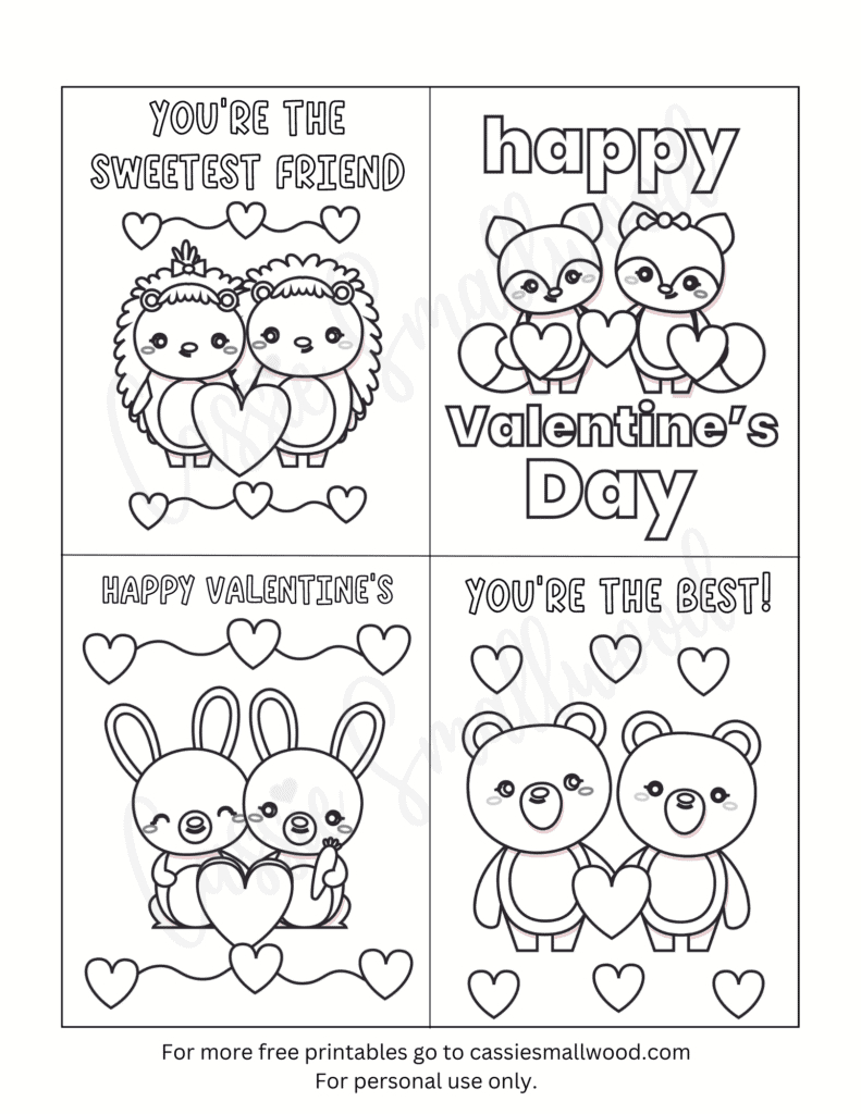 93 Cutest Printable Valentine'S Day Cards To Color - Cassie Smallwood throughout Valentine'S Day Printable Card