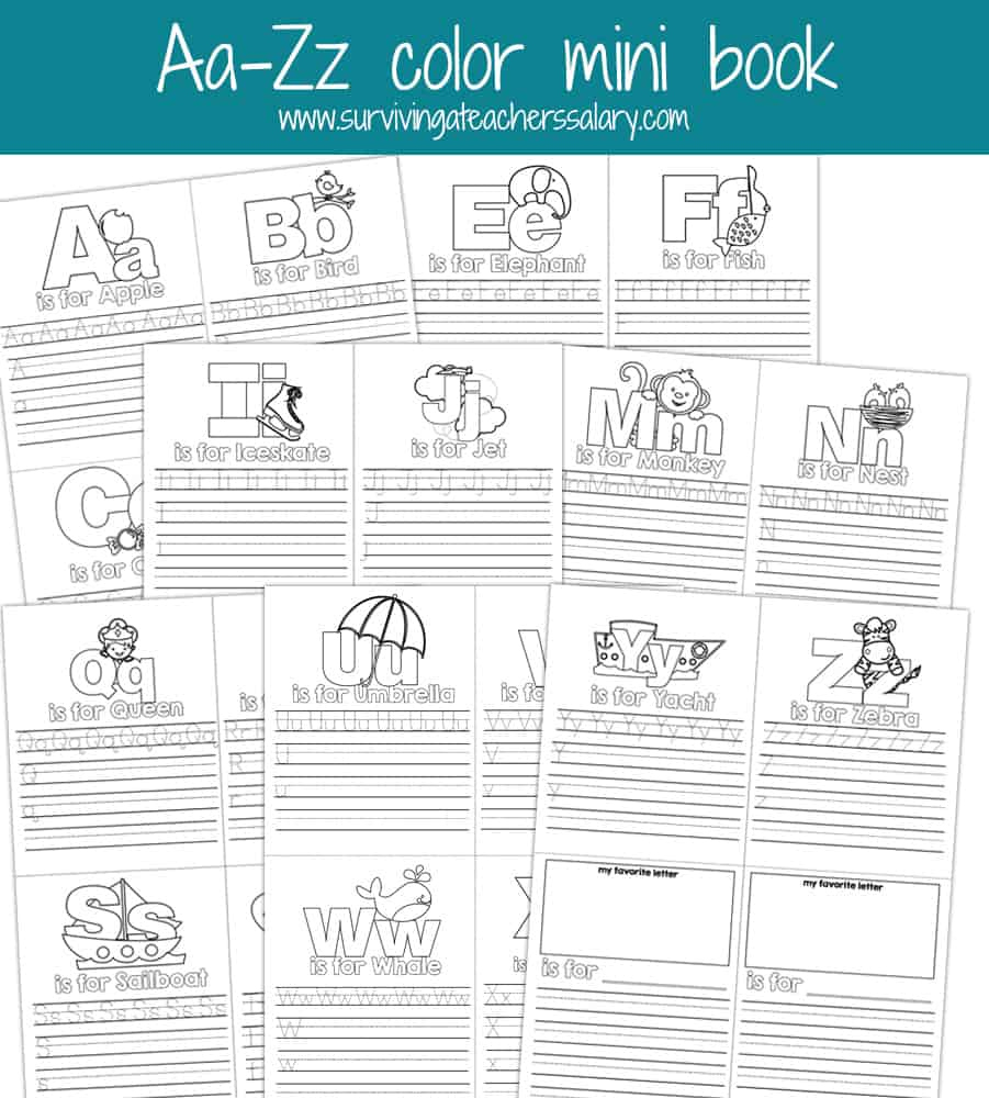 Aa-Zz Alphabet Letter Mini Color Book Practice Printable for Alphabet Mini Books Printable Free