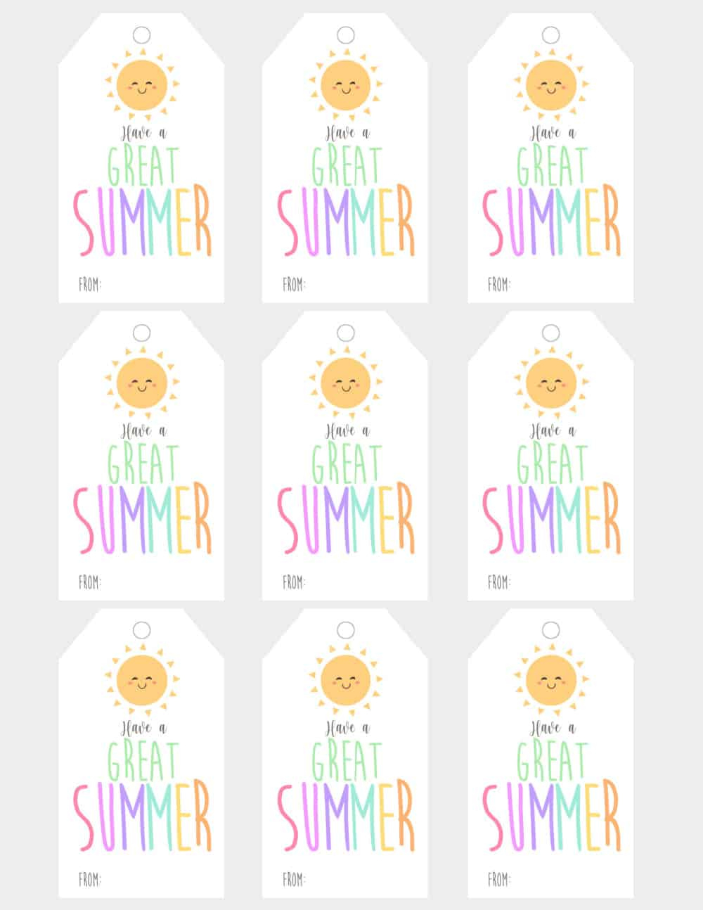 Adorable Have A Great Summer Free Printable Tags in Have A Great Summer Free Printable Tags