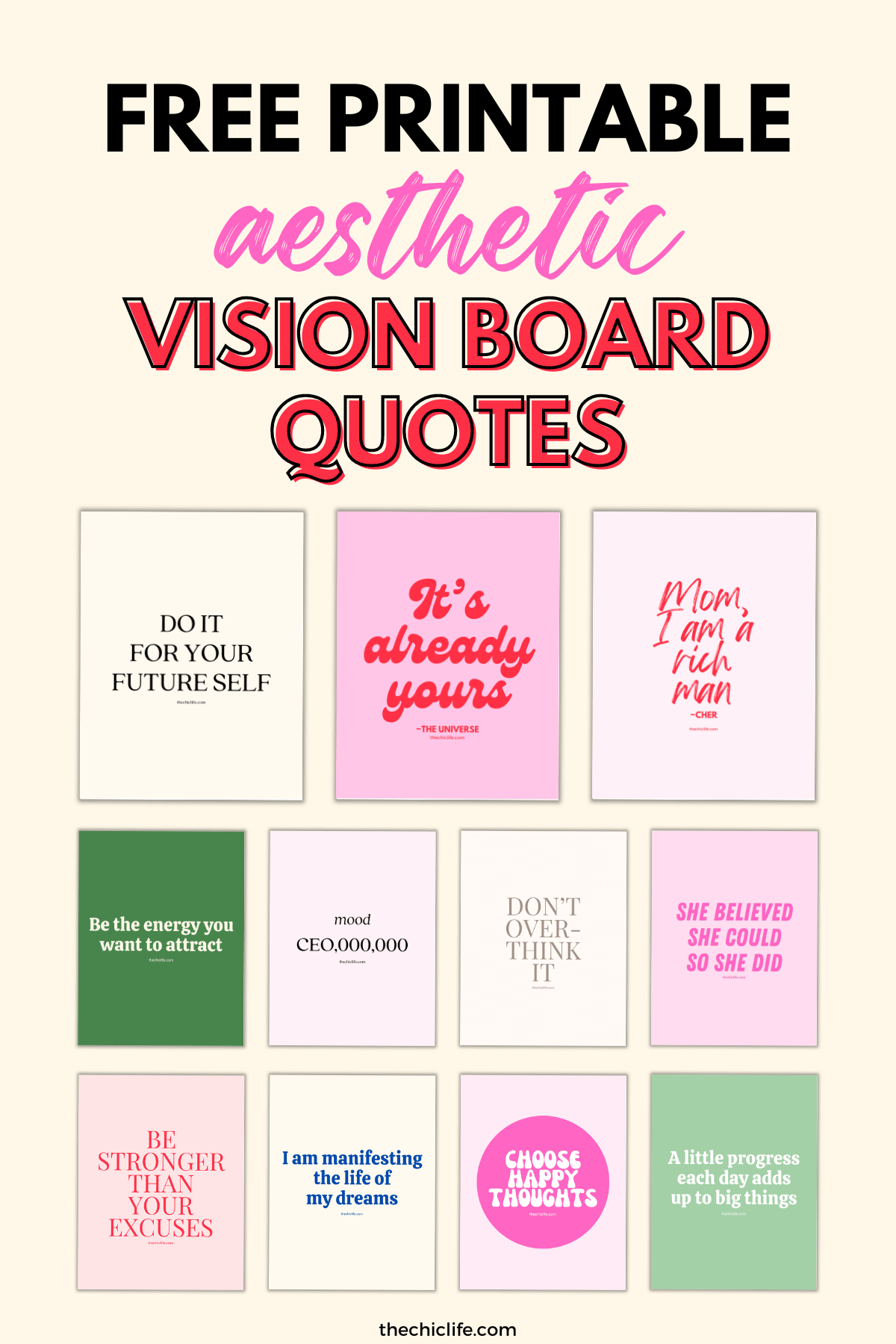 Aesthetic Vision Board Quotes 2026 (Free Printable Of Beautiful intended for Free Printables For Vision Boards