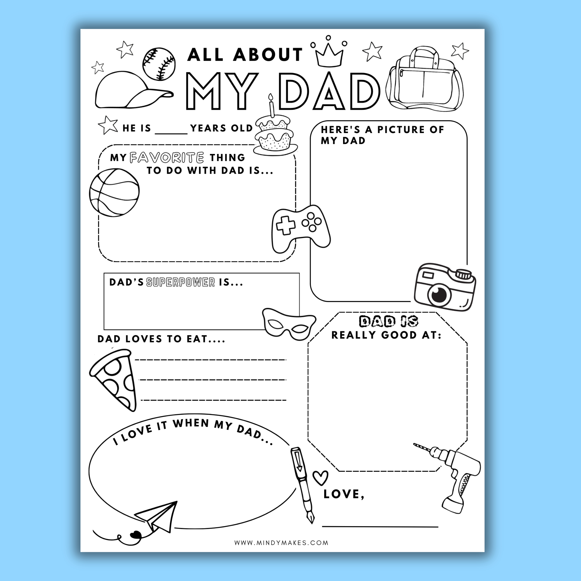 All About Dad Free Printable Pdf - Mindymakes throughout All About My Daddy Free Printable