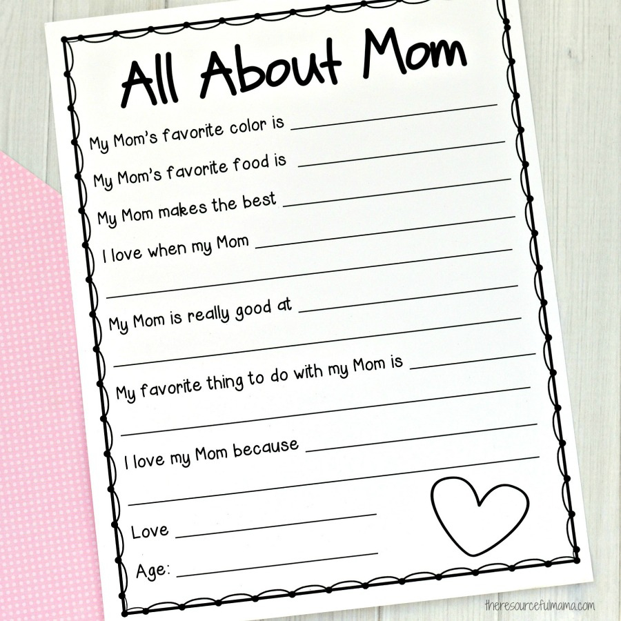 All About Me Mother&amp;#039;S Day Survey {Free Printable For Kids} - The in Free Printable All About Mom Printable