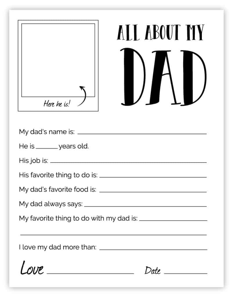 All About My Dad - Free Printable Father'S Day Gift regarding All About My Daddy Free Printable