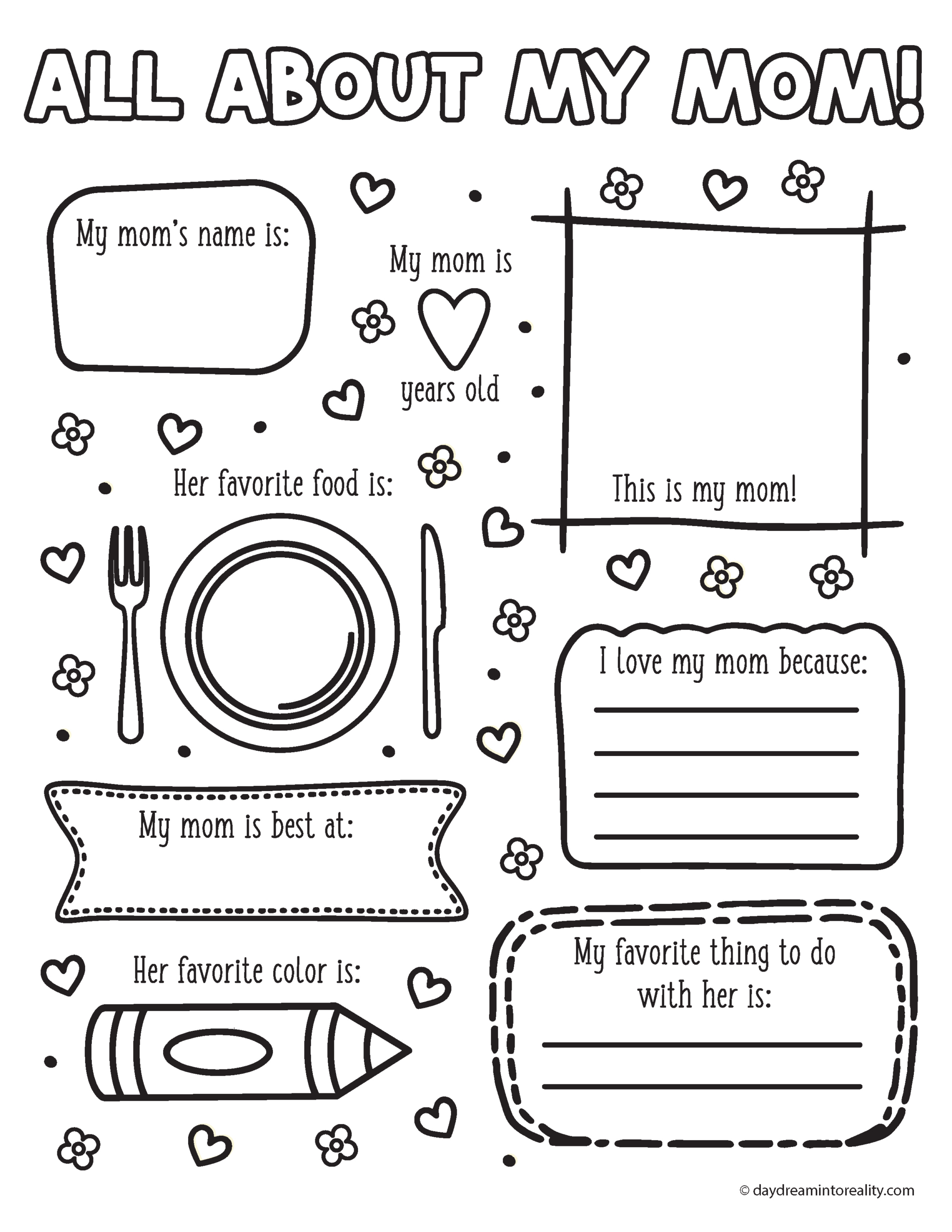 All About My Mom | Free Pdf Printable! ~ Daydream Into Reality for Free Printable All About Mom Printable