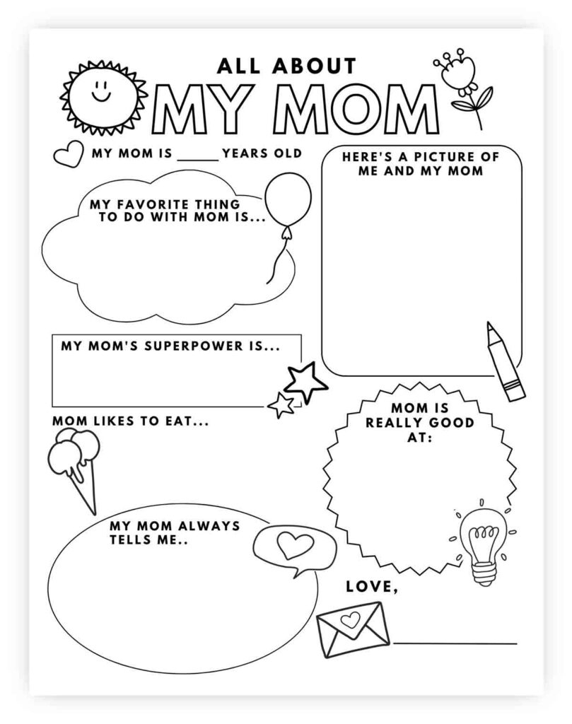 All About My Mom Printable (Free Worksheet) - Mindymakes with regard to Free Printable All About Mom Printable