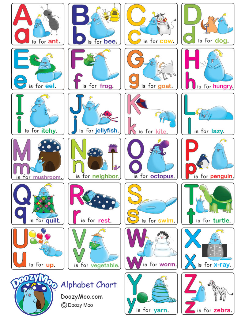 Alphabet Chart With Pictures (Free Printable) - Doozy Moo with regard to Printable Alphabet Letters With Pictures