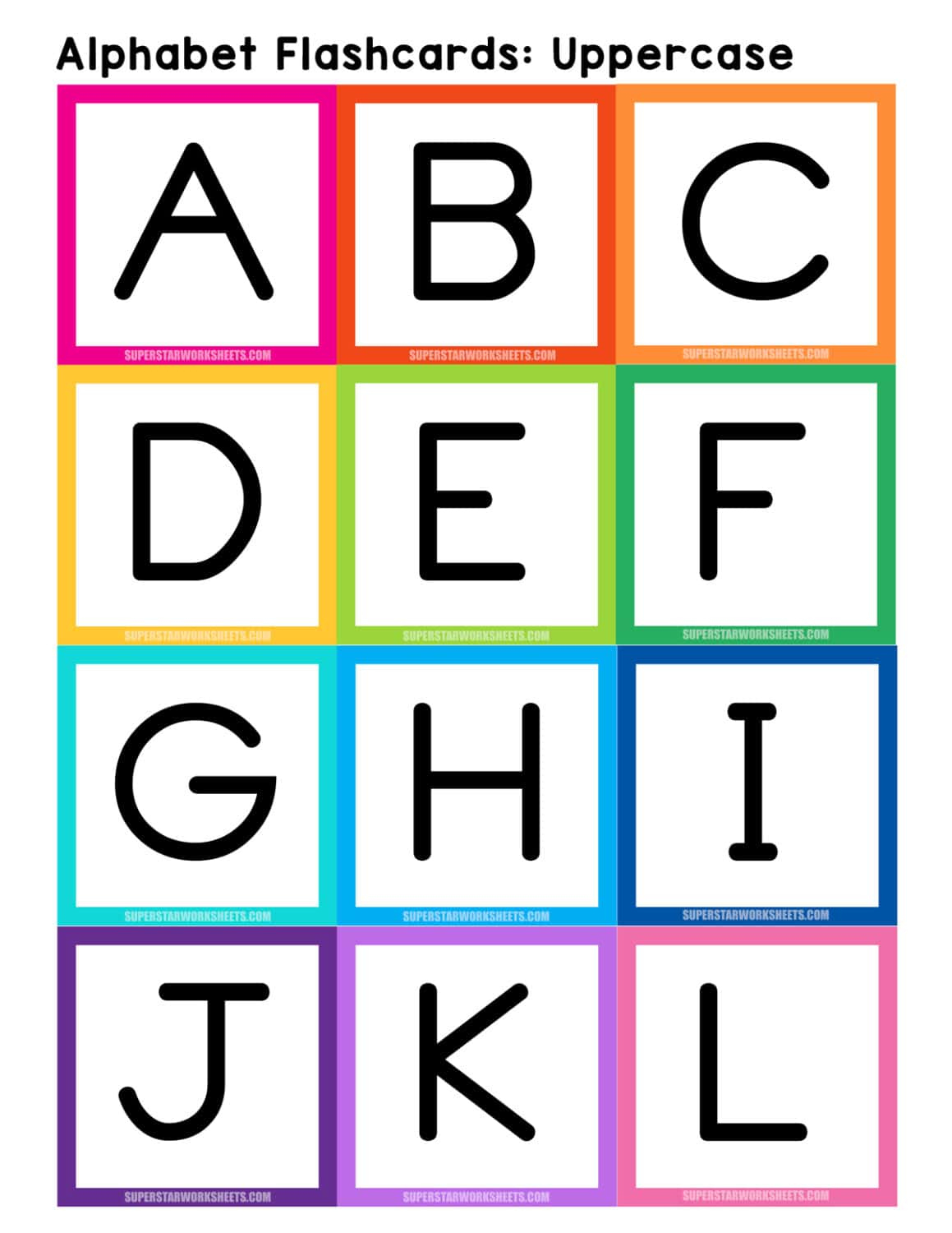 Alphabet Flashcards - Superstar Worksheets inside Free Printable Alphabet Flashcards Upper and Lower Case