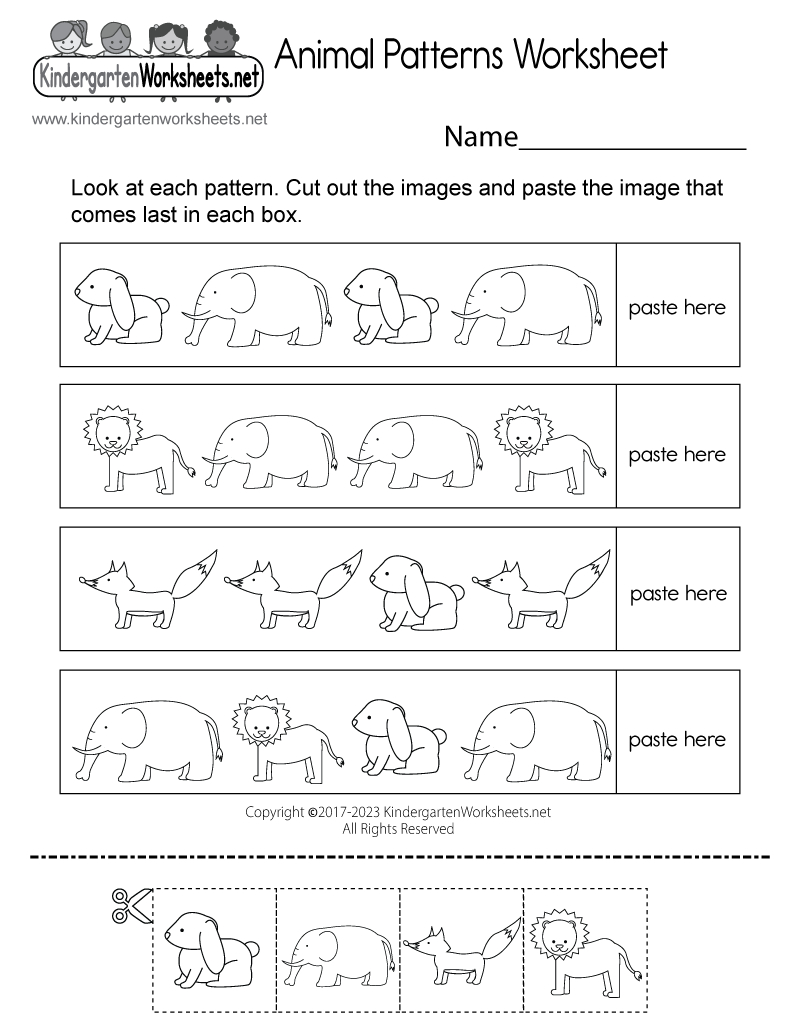 Animal Patterns Worksheet - Free Printable, Digital, & Pdf throughout Free Printable Kindergarten Pattern Worksheets