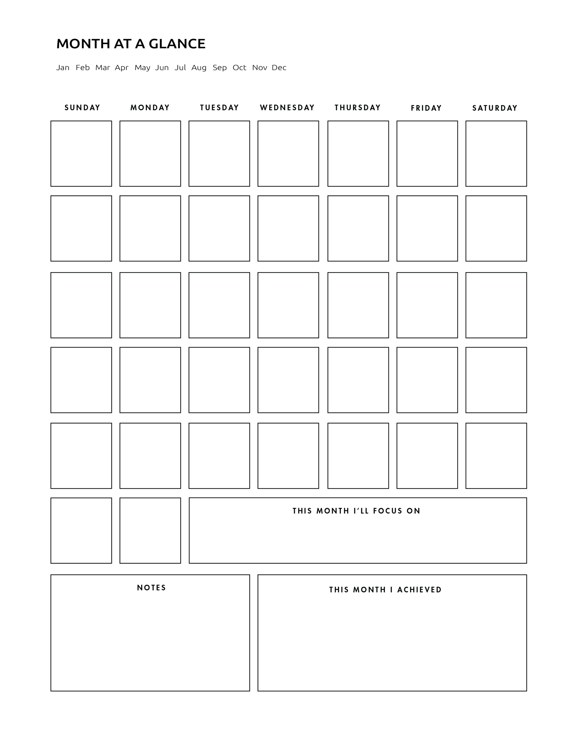 At A Glance Monthly Planner | 15+ Best Styles throughout Month At A Glance Printable