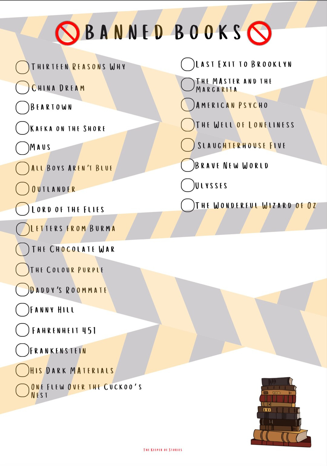 Banned Books List Digital Download Pdf Reading Challenge - Etsy intended for Printable List of Banned Books in America