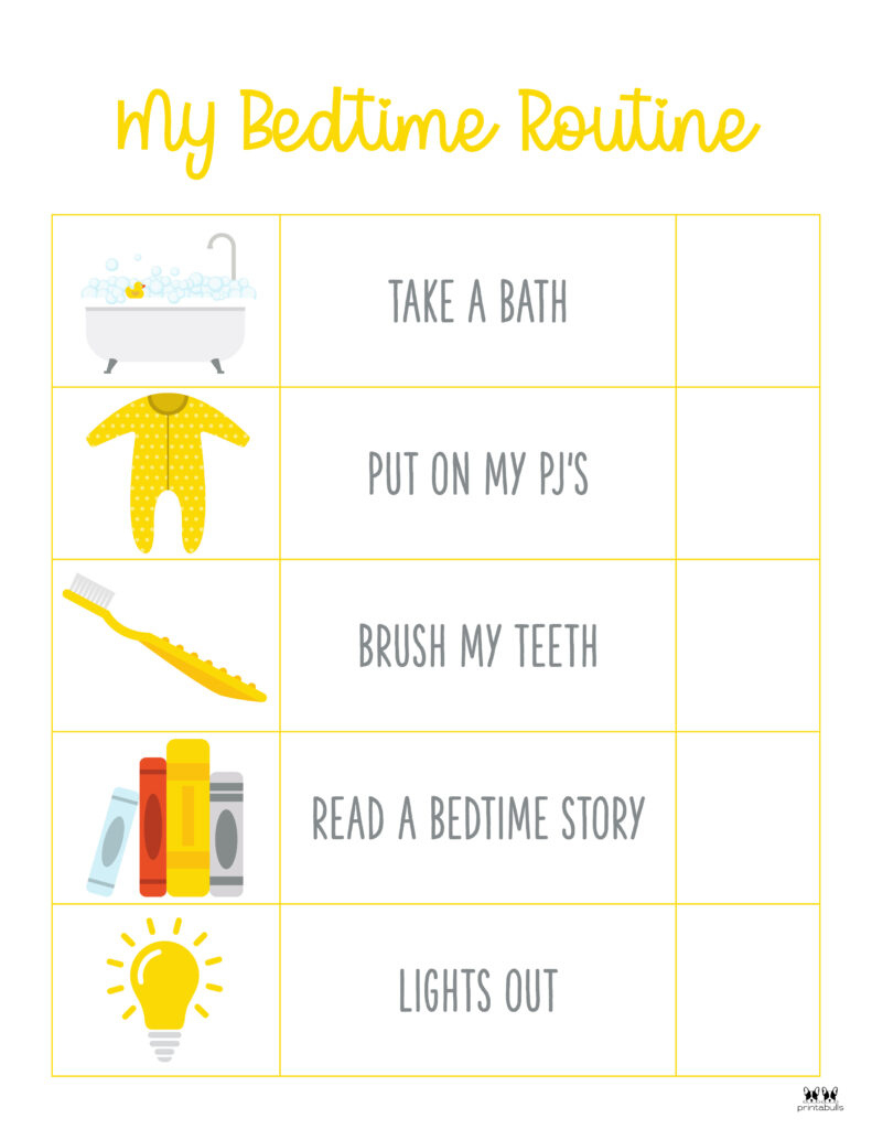 Bedtime Routine Charts - 20 Free Printables | Printabulls within Bedtime Routine Chart Free Printable