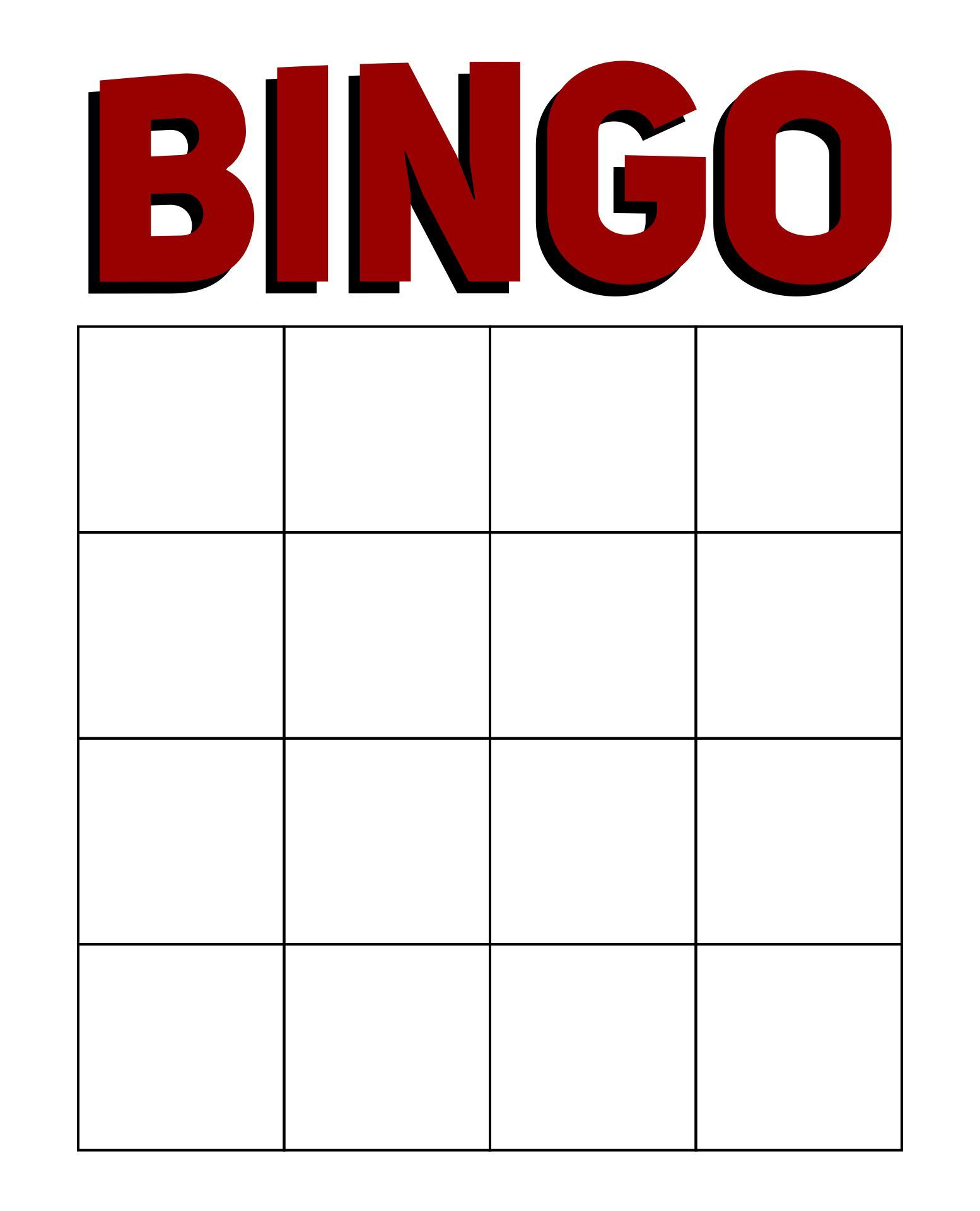 Big Blank Bingo Card pertaining to Free Printable 4x4 Blank Bingo Cards