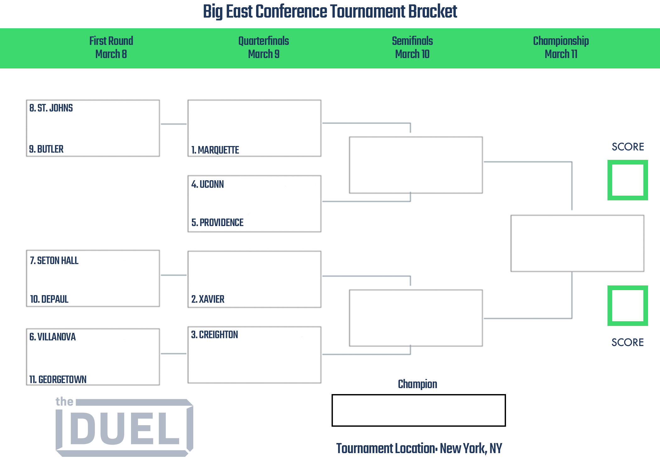 Big East Conference Basketball Tournament Printable Bracket 2023 regarding Big East Tournament Bracket Printable