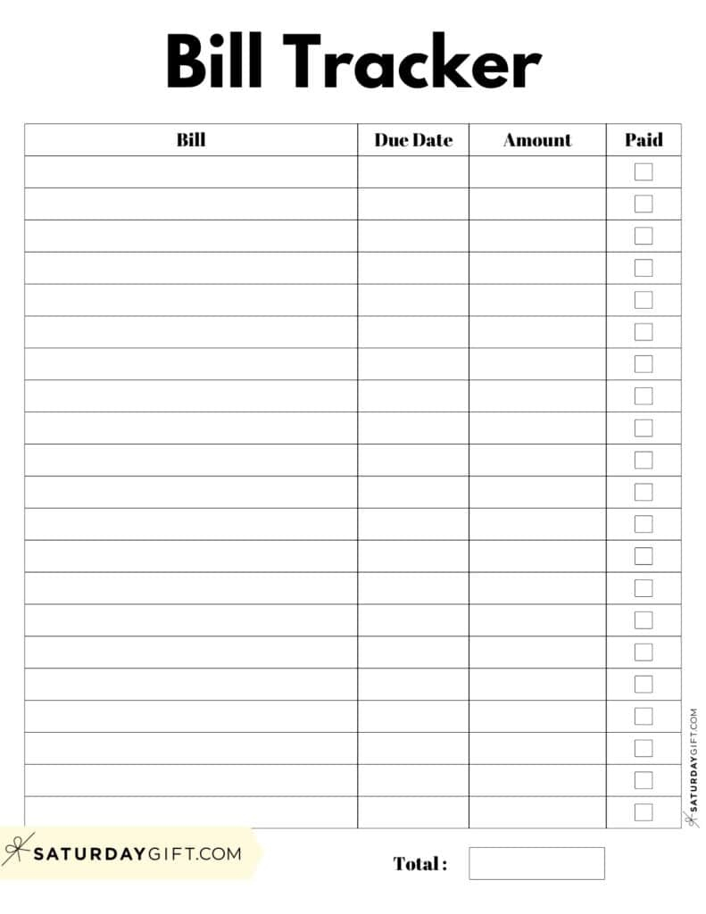 Bill Organizer Template - 39 Cute &amp;amp; Free Printable Bill Trackers within Monthly Bill Organizer Free Printable
