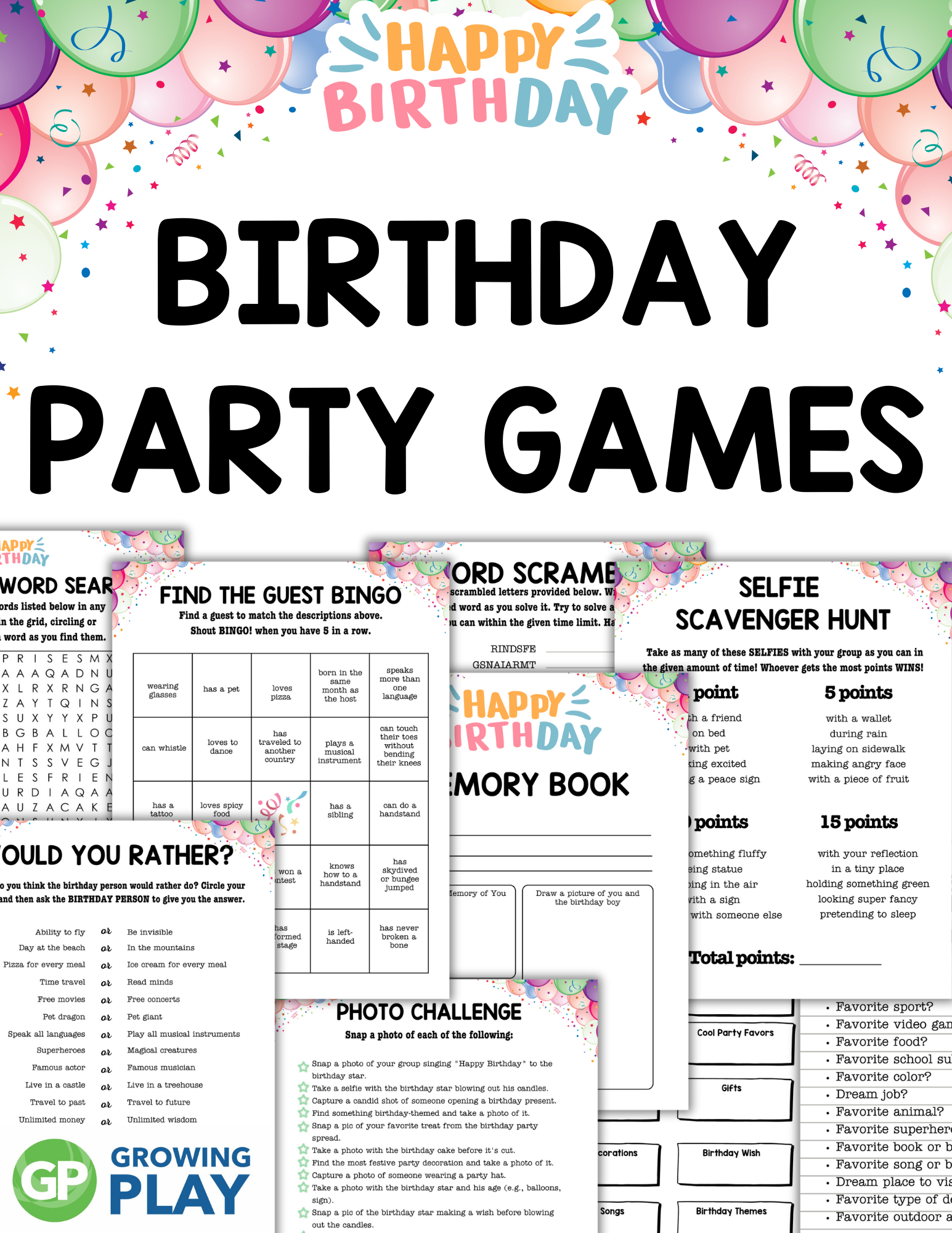 Birthday Party Games Printable Packet intended for Birthday Games For Adults Printable