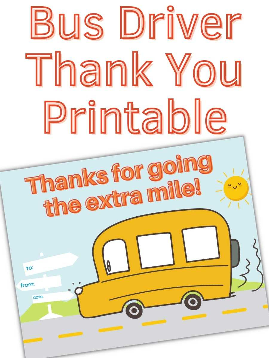 Bus Driver Thank You Printable - South Georgia Style in Bus Driver Thank You Card Printable