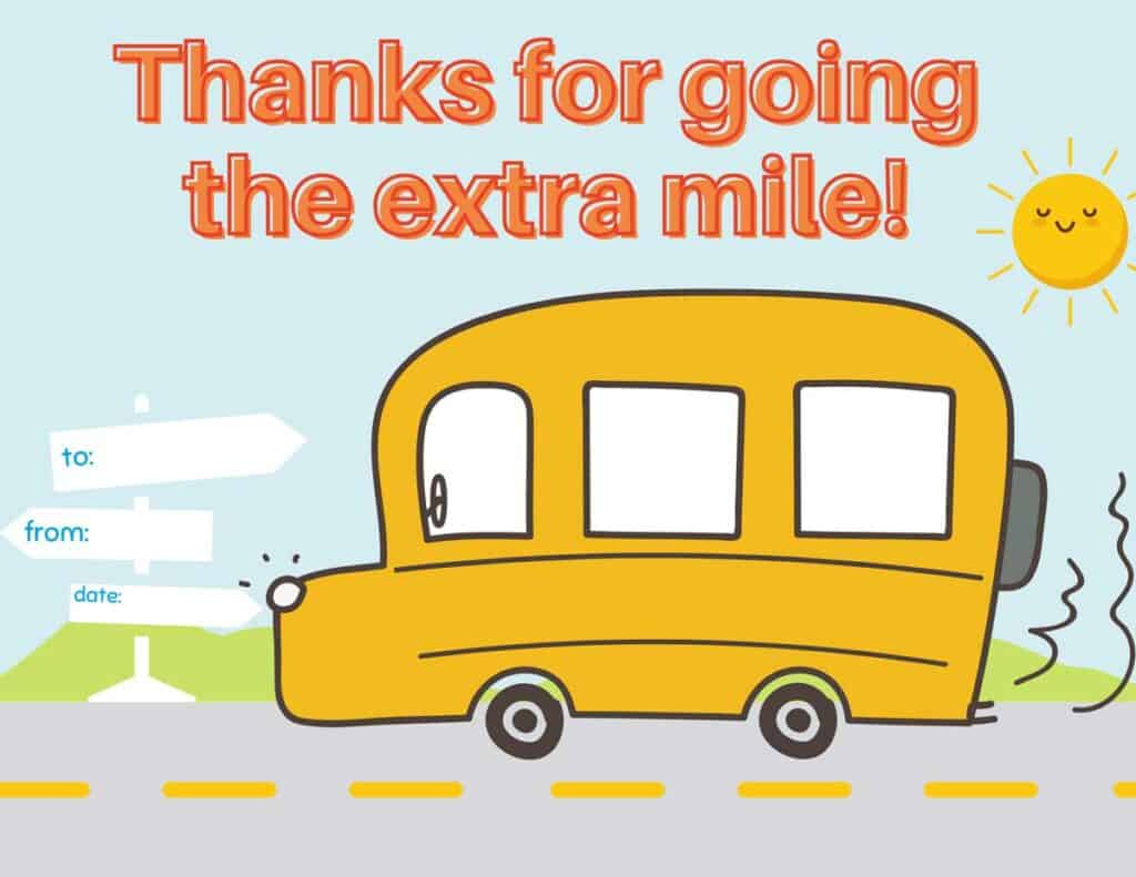 Bus Driver Thank You Printable - South Georgia Style with Bus Driver Thank You Card Printable