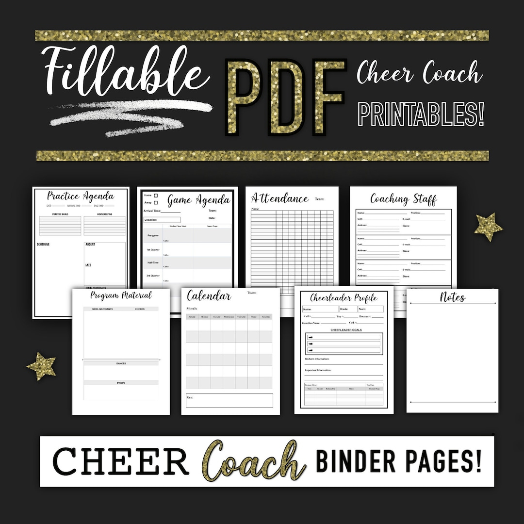 Cheerleading Coach Binder Befüllbar Und Druckbar, Digitale Planung for Cheer Coach Binder Printables Free