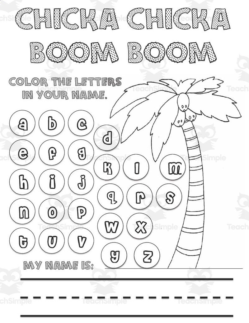 Chicka Chicka Boom Boom Literacy + Math Activity for Free Printable Chicka Chicka Boom Boom Worksheets