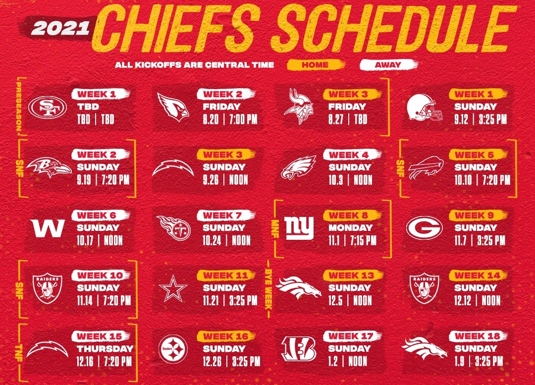 Chiefs Release Schedule inside Kansas City Chiefs Printable Schedule