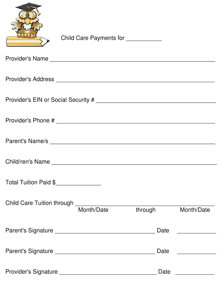 Child Care Year End Receipt For Parents Form - Fill Online throughout Printable Daycare Tax Form For Parents