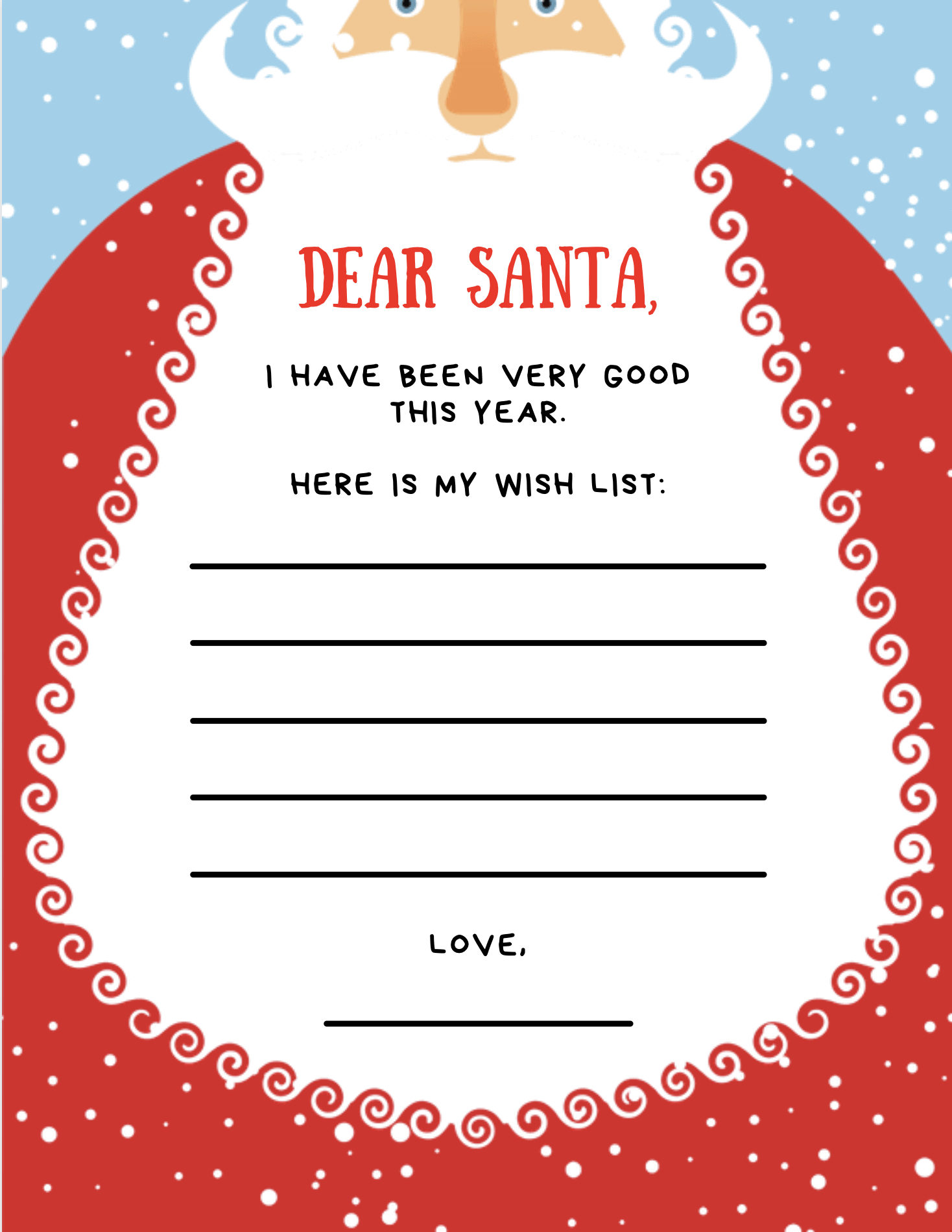 Christmas List Template {9 Free Gorgeous Printables!} - Make Life within Free Printable Santa Christmas List