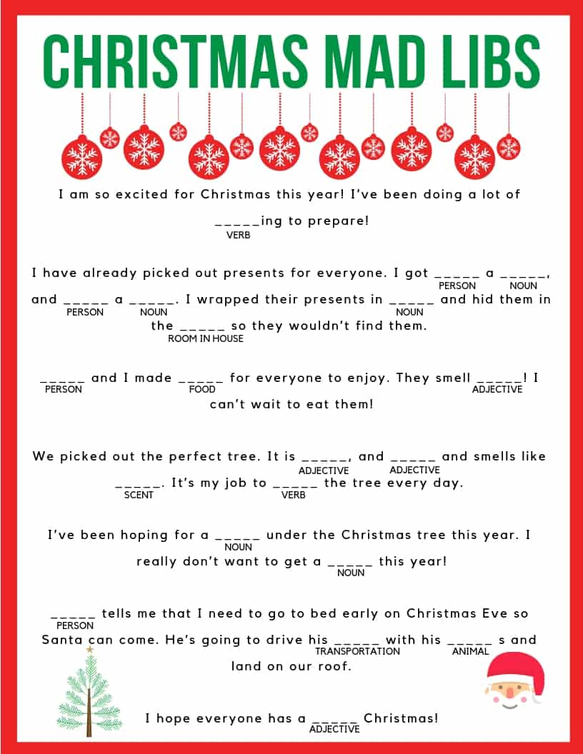 Christmas Mad Libs - Jac Of All Things pertaining to Christmas Mad Libs Free Printable