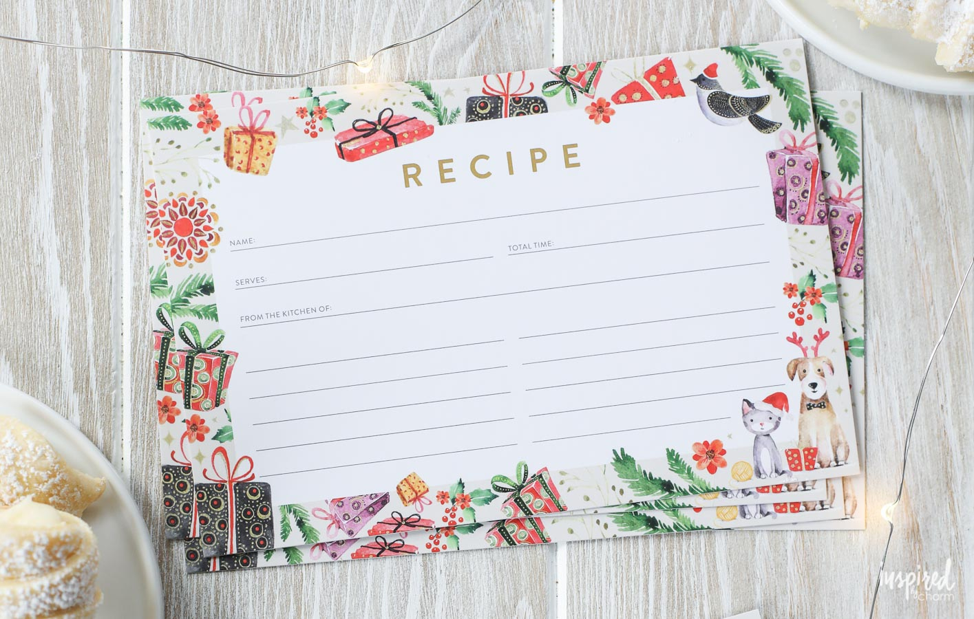 Christmas Recipe Card Printable - Holiday Recipe Card Download with regard to Free Printable Christmas Recipe Cards