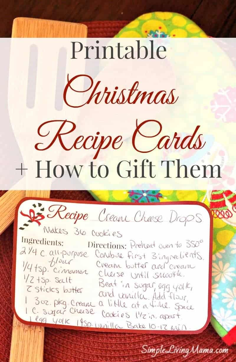 Christmas Recipe Cards - Free Printable - Simple Living Mama intended for Free Printable Christmas Recipe Cards