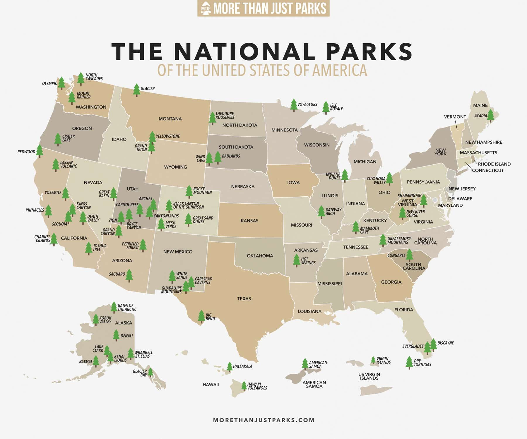 Complete National Parks List 2024 (+ Printable Map) with Free Printable Map of National Parks